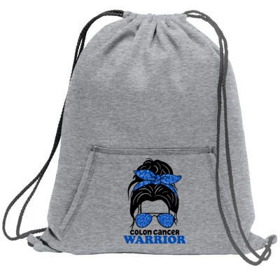 Colon Cancer Warrior Hair Bun Awareness Sweatshirt Cinch Pack Bag