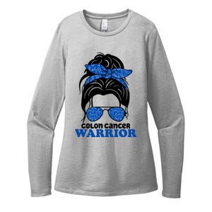 Colon Cancer Warrior Hair Bun Awareness Womens CVC Long Sleeve Shirt