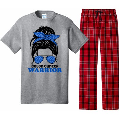 Colon Cancer Warrior Hair Bun Awareness Pajama Set