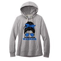 Colon Cancer Warrior Hair Bun Awareness Women's Fleece Hoodie