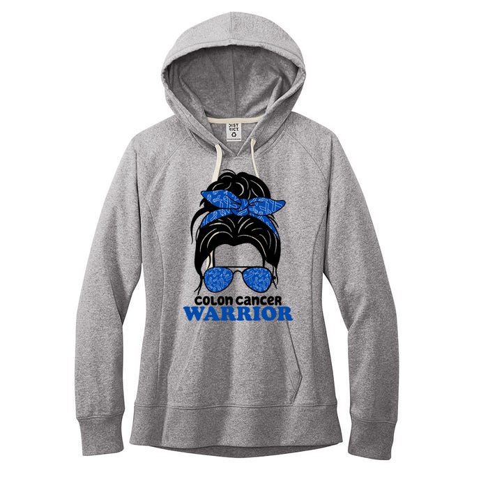 Colon Cancer Warrior Hair Bun Awareness Women's Fleece Hoodie