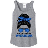 Colon Cancer Warrior Hair Bun Awareness Ladies Essential Tank