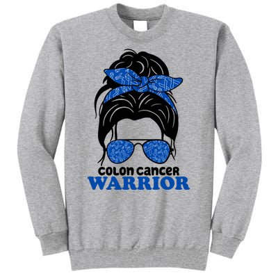 Colon Cancer Warrior Hair Bun Awareness Tall Sweatshirt