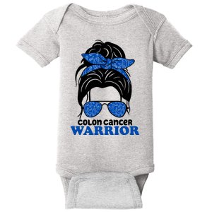 Colon Cancer Warrior Hair Bun Awareness Baby Bodysuit