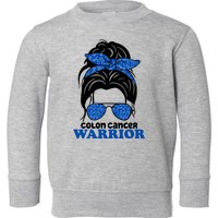 Colon Cancer Warrior Hair Bun Awareness Toddler Sweatshirt