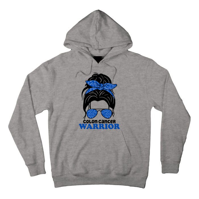 Colon Cancer Warrior Hair Bun Awareness Tall Hoodie