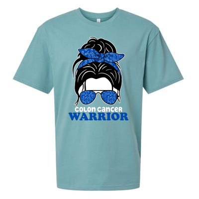 Colon Cancer Warrior Hair Bun Awareness Sueded Cloud Jersey T-Shirt