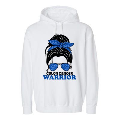 Colon Cancer Warrior Hair Bun Awareness Garment-Dyed Fleece Hoodie