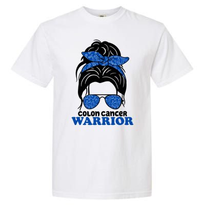 Colon Cancer Warrior Hair Bun Awareness Garment-Dyed Heavyweight T-Shirt