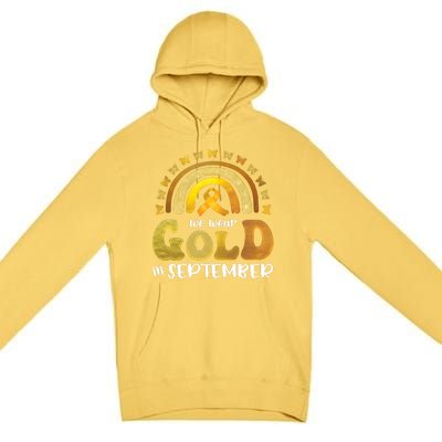 Childhood Cancer We Wear In September Gold Premium Pullover Hoodie