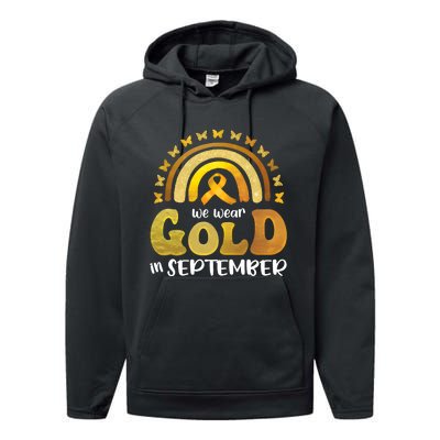 Childhood Cancer We Wear In September Gold Performance Fleece Hoodie