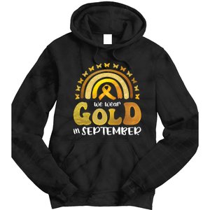 Childhood Cancer We Wear In September Gold Tie Dye Hoodie