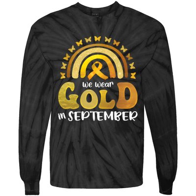 Childhood Cancer We Wear In September Gold Tie-Dye Long Sleeve Shirt