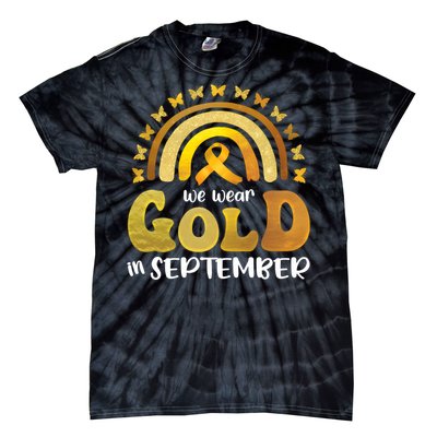 Childhood Cancer We Wear In September Gold Tie-Dye T-Shirt