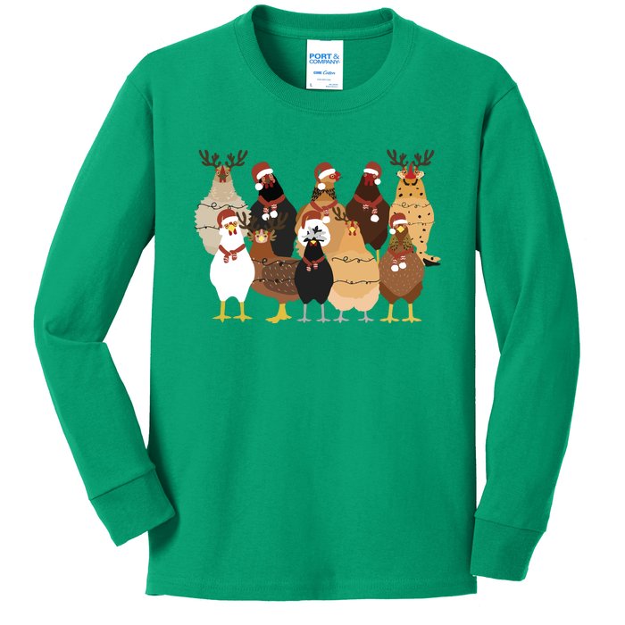 Christmas Chicken Women Chicken Kids Long Sleeve Shirt