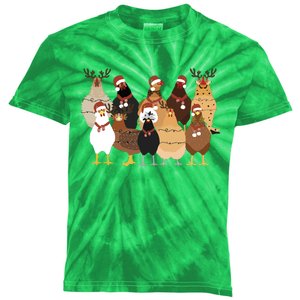 Christmas Chicken Women Chicken Kids Tie-Dye T-Shirt