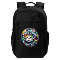 Colorful Cat With Circular Background Design Kitten Daily Commute Backpack