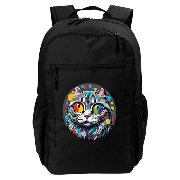 Colorful Cat With Circular Background Design Kitten Daily Commute Backpack