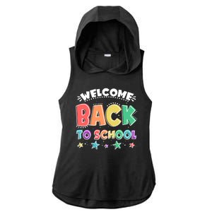 Cute Colorful Welcome Back To School Ladies PosiCharge Tri-Blend Wicking Draft Hoodie Tank