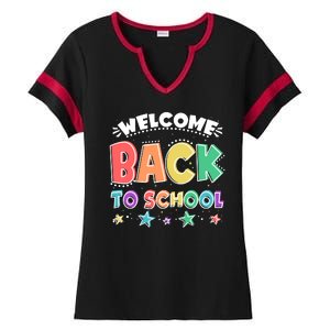 Cute Colorful Welcome Back To School Ladies Halftime Notch Neck Tee