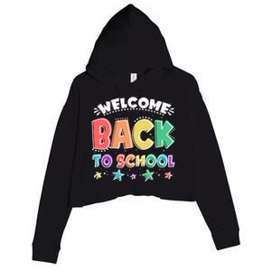 Cute Colorful Welcome Back To School Crop Fleece Hoodie