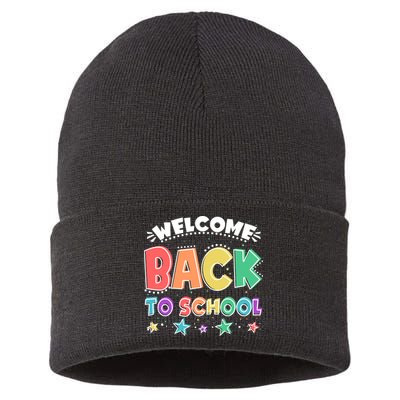 Cute Colorful Welcome Back To School Sustainable Knit Beanie