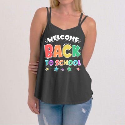 Cute Colorful Welcome Back To School Women's Strappy Tank