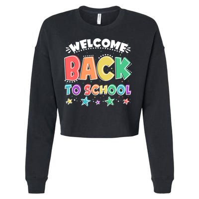 Cute Colorful Welcome Back To School Cropped Pullover Crew