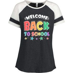 Cute Colorful Welcome Back To School Enza Ladies Jersey Colorblock Tee