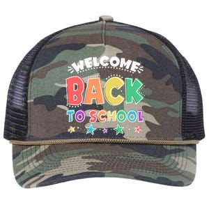 Cute Colorful Welcome Back To School Retro Rope Trucker Hat Cap