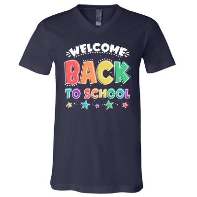 Cute Colorful Welcome Back To School V-Neck T-Shirt