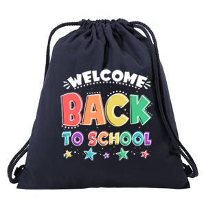 Cute Colorful Welcome Back To School Drawstring Bag