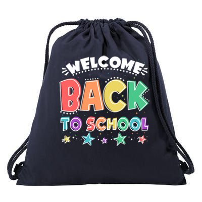 Cute Colorful Welcome Back To School Drawstring Bag