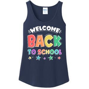 Cute Colorful Welcome Back To School Ladies Essential Tank