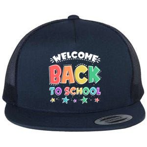 Cute Colorful Welcome Back To School Flat Bill Trucker Hat