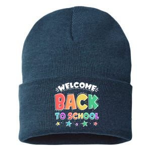 Cute Colorful Welcome Back To School Sustainable Knit Beanie