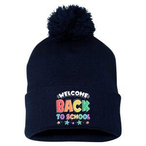 Cute Colorful Welcome Back To School Pom Pom 12in Knit Beanie