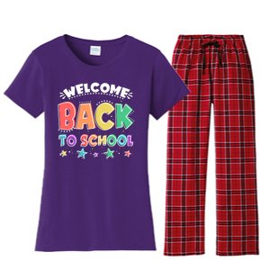 Cute Colorful Welcome Back To School Women's Flannel Pajama Set