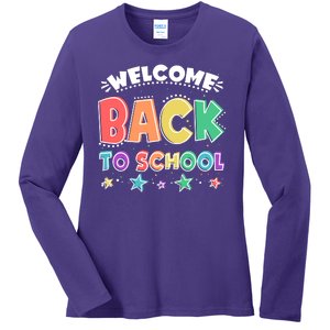 Cute Colorful Welcome Back To School Ladies Long Sleeve Shirt