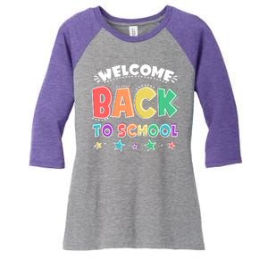 Cute Colorful Welcome Back To School Women's Tri-Blend 3/4-Sleeve Raglan Shirt