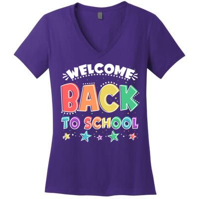 Cute Colorful Welcome Back To School Women's V-Neck T-Shirt