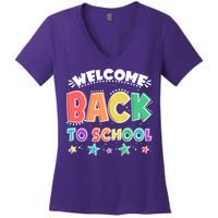 Cute Colorful Welcome Back To School Women's V-Neck T-Shirt