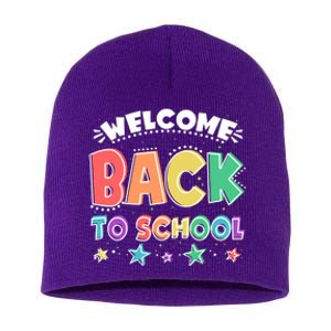 Cute Colorful Welcome Back To School Short Acrylic Beanie