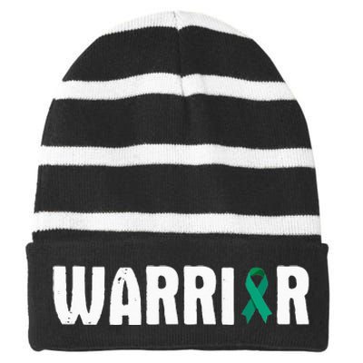 Cervical Cancer Warrior Awareness Fighter Quote Saying Striped Beanie with Solid Band