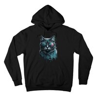 Cool Cat Wearing Sunglasses Design Wear Blue Hoodie