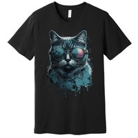 Cool Cat Wearing Sunglasses Design Wear Blue Premium T-Shirt