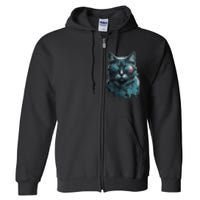 Cool Cat Wearing Sunglasses Design Wear Blue Full Zip Hoodie