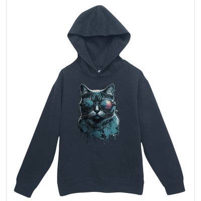 Cool Cat Wearing Sunglasses Design Wear Blue Urban Pullover Hoodie