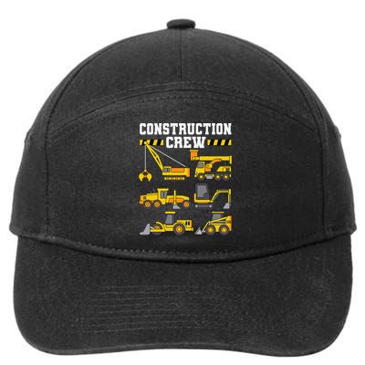 Construction Crew Worker Excavator 7-Panel Snapback Hat
