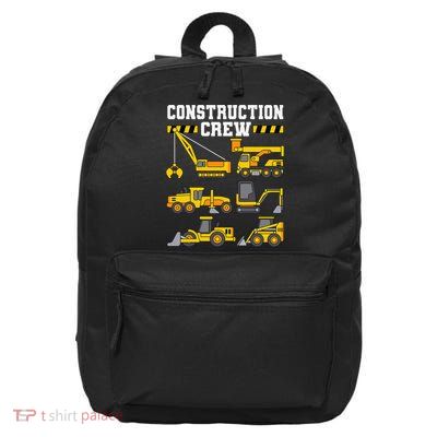 Construction Crew Worker Excavator 16 in Basic Backpack